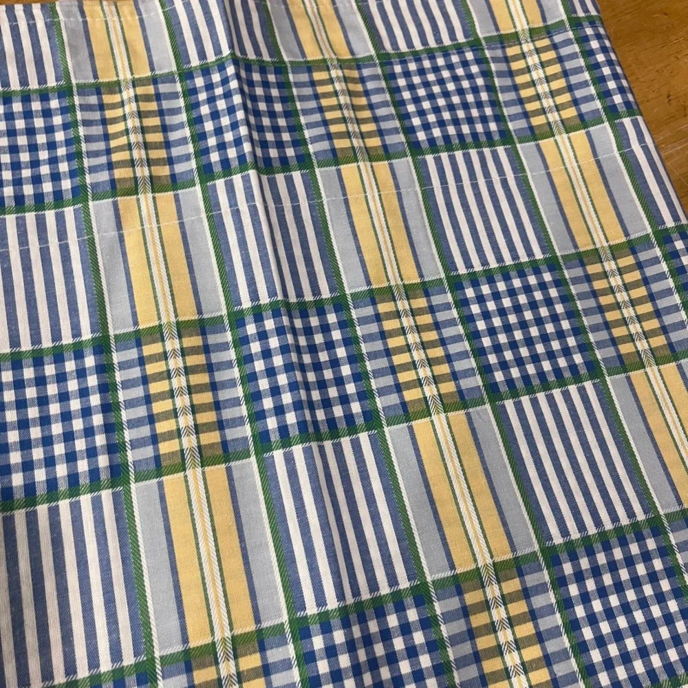 Waverly Valley Lake Plaid Gingham Valance Blue Yellow 82x16 Cottagecore
